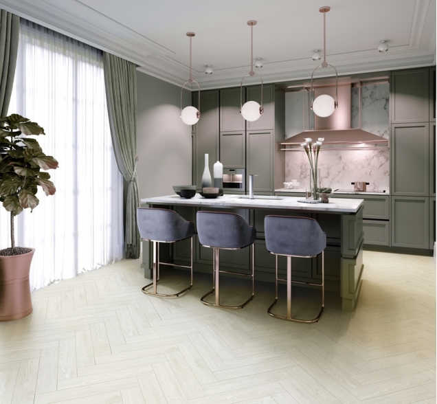 Виниловый ламинат SPC "Cronafloor" Herringbone Дуб Нант (640*128*4,5 мм) — купить в Новороссийске